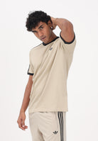 ADIDAS ORIGINALS T-shirt a manica corta 3 STRIPES beige e nera da uomo KE7964 . ADIDAS ORIGINALS 