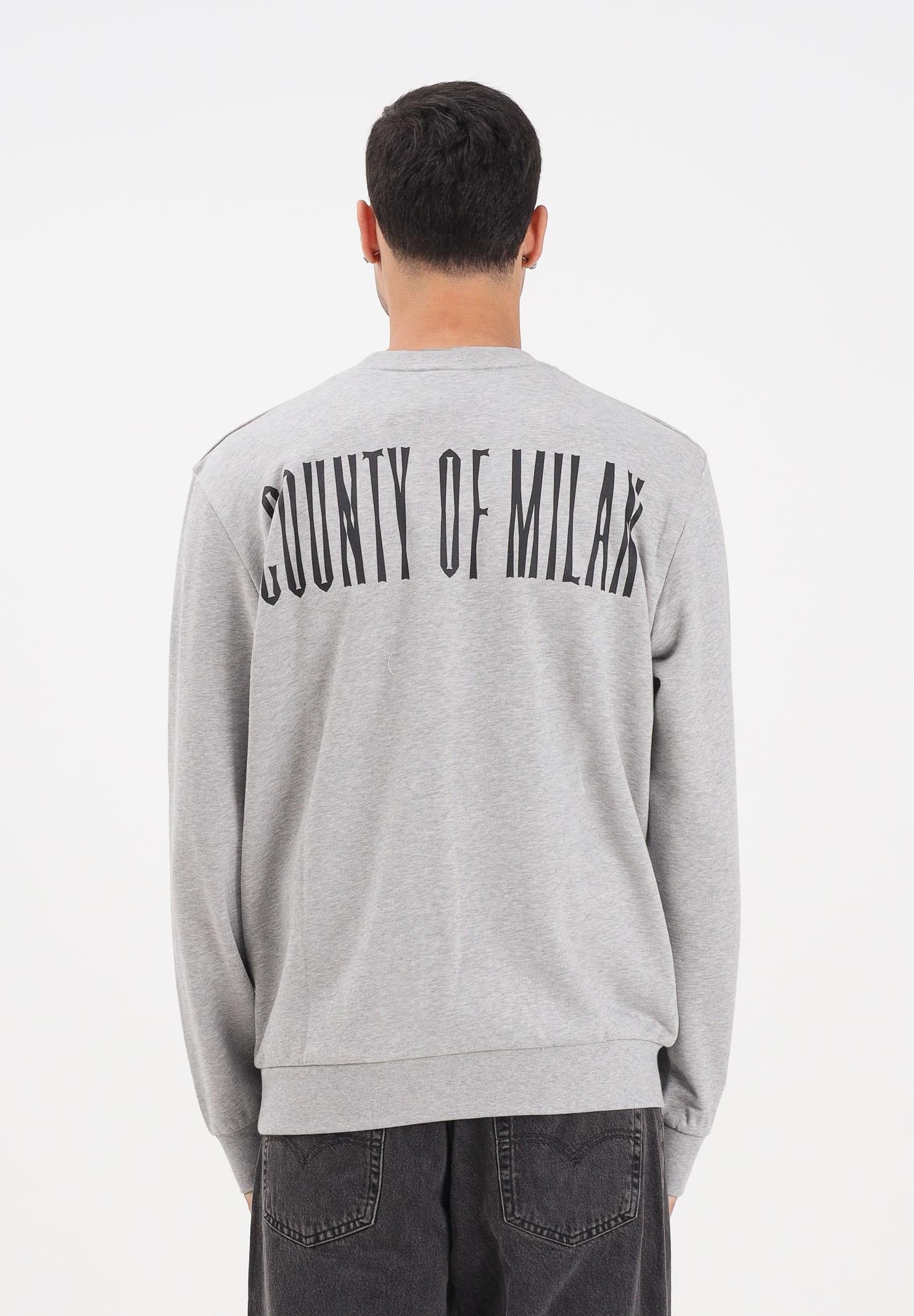 MARCELO BURLON COUNTY OF MILAN Felpa girocollo grigia da uomo con stampa F5CAMASW035 101 MARCELO BURLON COUNTY OF MILAN 