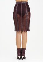 ELISABETTA FRANCHI Gonna midi in pizzo floreale bordeaux da donna GO14457E2 EA4 ELISABETTA FRANCHI 