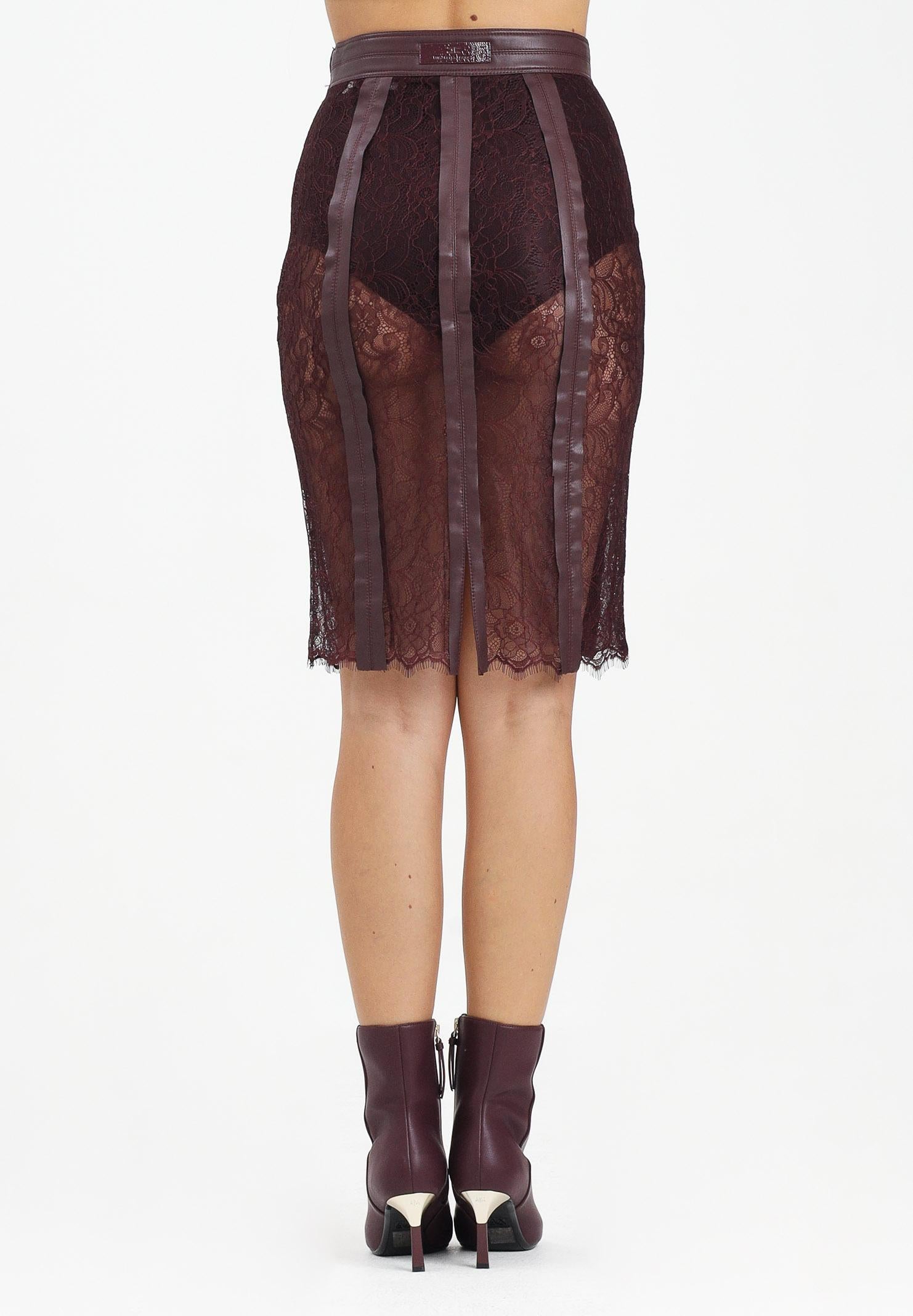 ELISABETTA FRANCHI Gonna midi in pizzo floreale bordeaux da donna GO14457E2 EA4 ELISABETTA FRANCHI 