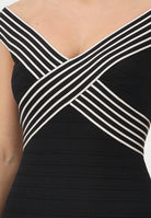 ELISABETTA FRANCHI Abito lungo nero da donna con bande a righe AM75S61E2 685 ELISABETTA FRANCHI 