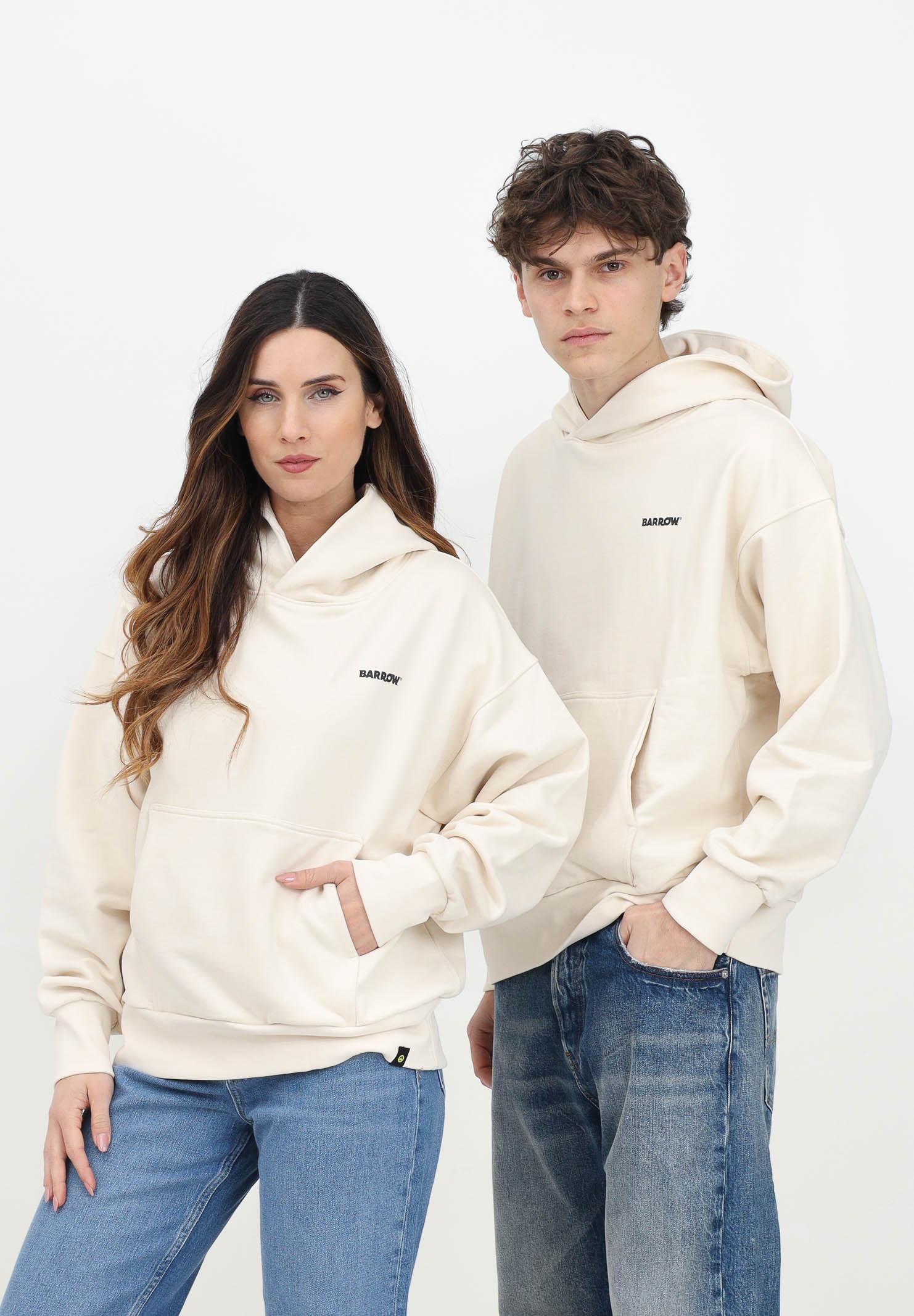 BARROW Felpa con cappuccio vaniglia per uomo e donna rifinita da logo e smile S5BWUAHS083 BW029 BARROW 