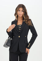 ELISABETTA FRANCHI Giacca monopetto nera da donna con dettagli gioiello GI17556E2 110 ELISABETTA FRANCHI 