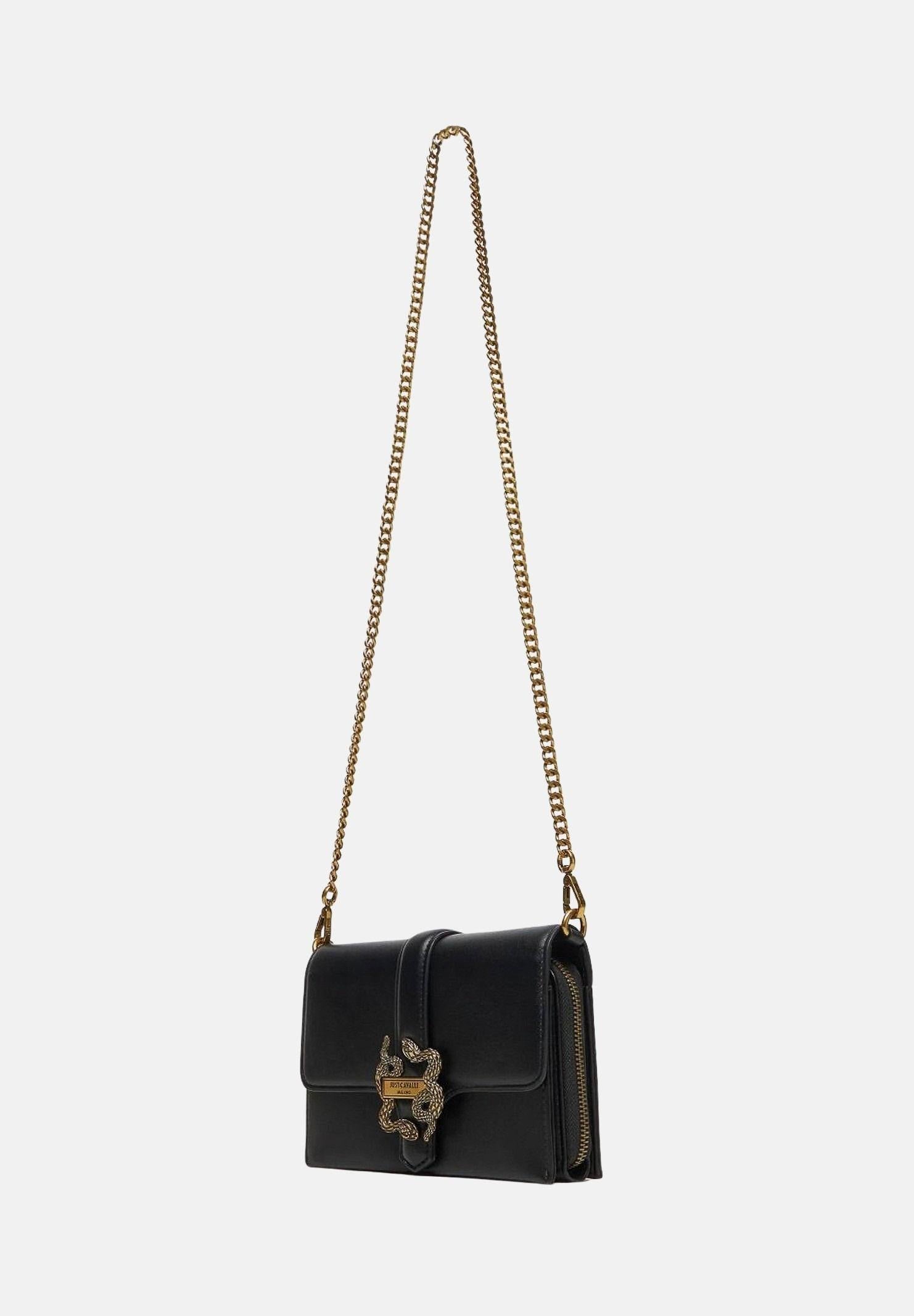 JUST CAVALLI Borsa a tracolla nera da donna con fibbia logo 80RA5PA6ZSA89 899 JUST CAVALLI 