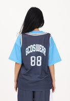 GCDS T-shirt a manica corta blu e azzurra per donna, ragazzi e bambini con stampa C1BJQC706J338 782E GCDS 