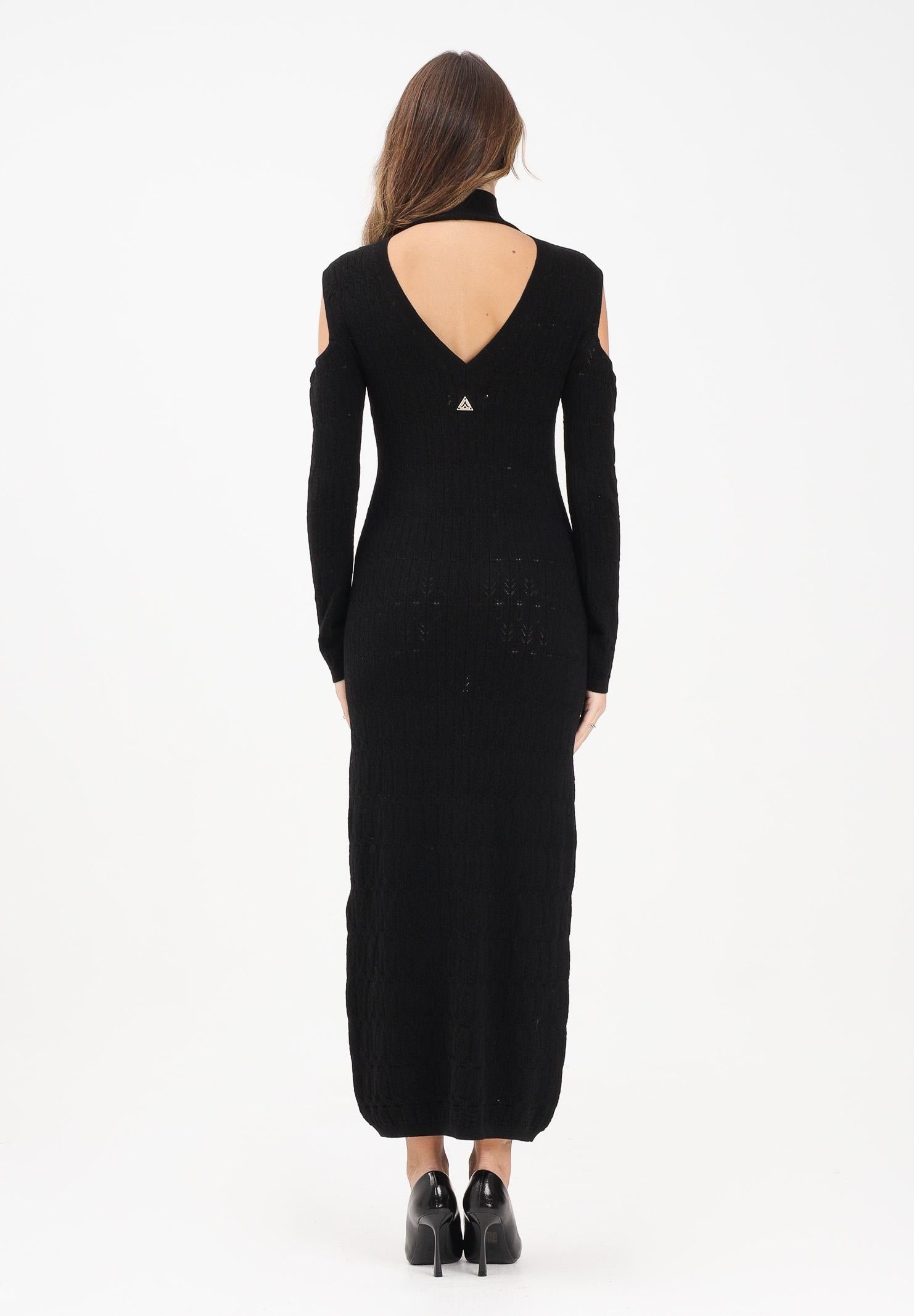 AKEP Abito lungo nero da donna in maglia punto pizzo VSKD11025 V1 AKEP 