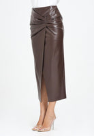 SIMONA CORSELLINI Gonna midi in eco-pelle color cioccolato da donna A25CPGO01801-C00188 V0746 SIMONA CORSELLINI 