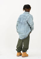 DIESEL Camicia a manica lunga in denim chiaro per donna, ragazzi e bambini con maxi logo Oval D J02307KXBPS K01 DIESEL 
