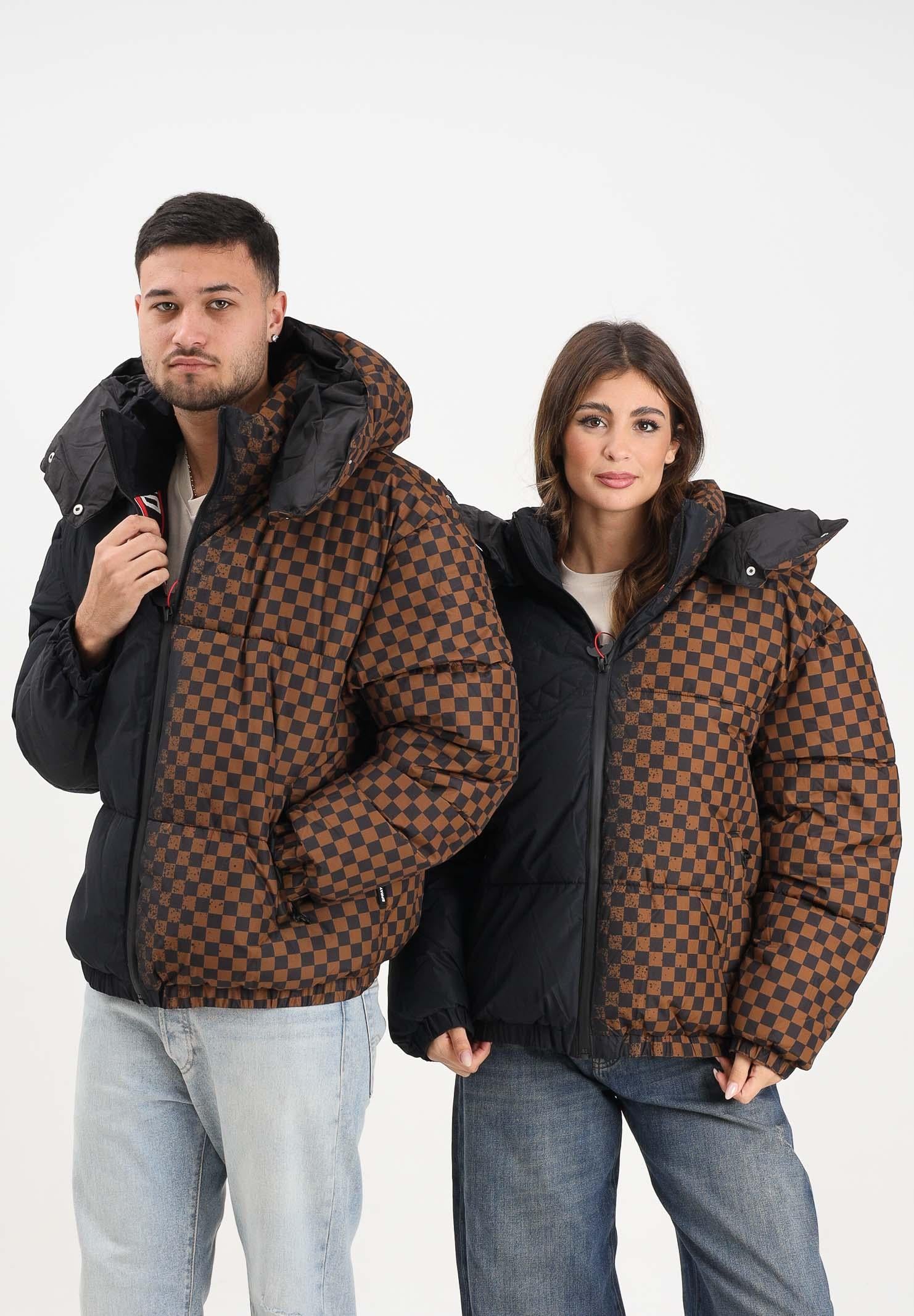 SPRAYGROUND Piumino GREY CHECK DOWN nero e marrone per uomo e donna SP902BLK . SPRAYGROUND 