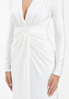 ALMA SANCHEZ Abito lungo Acacio bianco da donna con luminosi micro strass AS2526004EL 010 ALMA SANCHEZ 