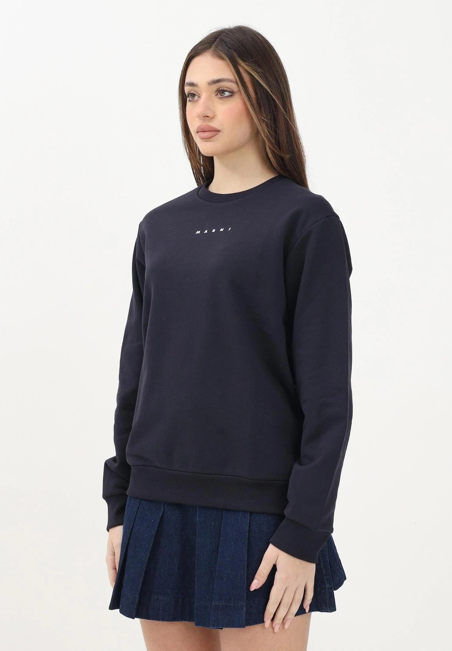 MARNI Felpa girocollo blu navy per donna, ragazzi e bambini con logo "MARNI" M01408M00V0 0M803 MARNI 