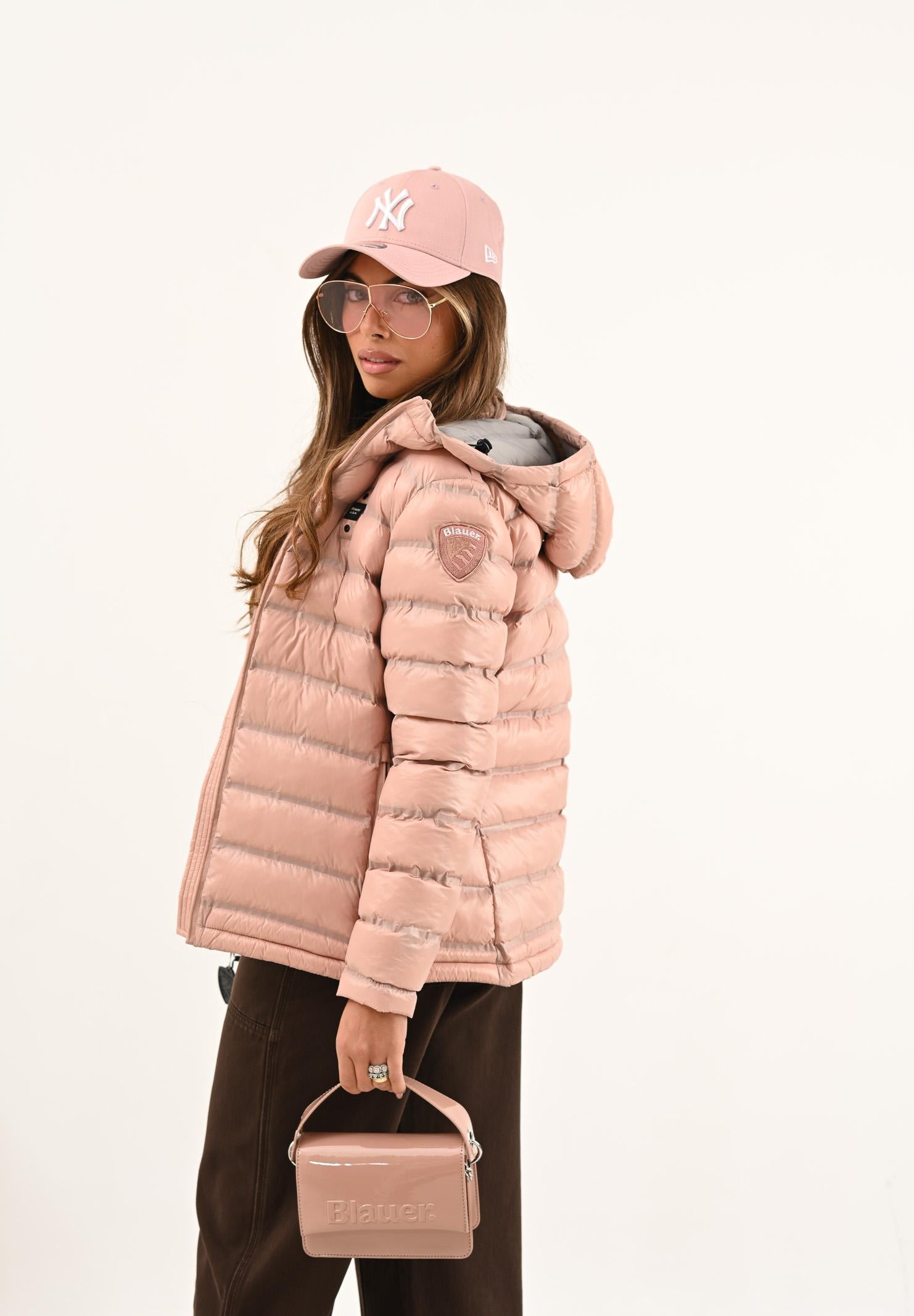 BLAUER Piumino ELLIS rosa da donna con cuciture nastrate a righe orizzontale 25WBLDC02177-007284 520GG BLAUER 