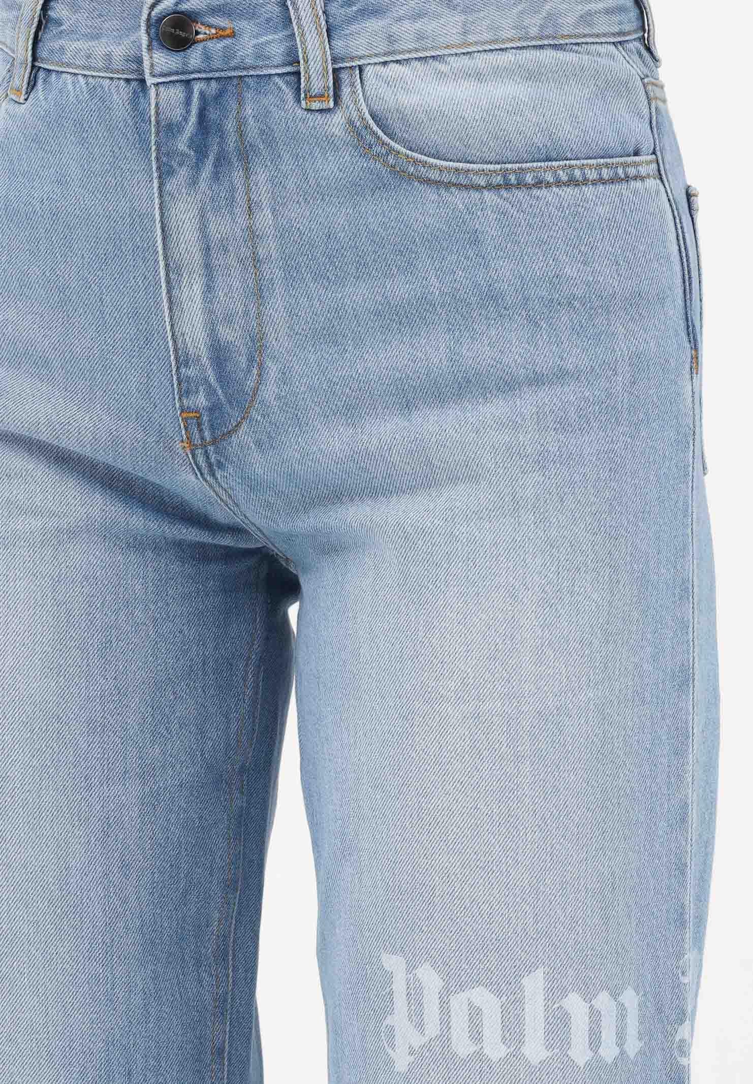 PALM ANGELS Jeans in denim azzurro chiaro per donna, ragazzi e bambini con logo PBYB009S26DEN001 050 PALM ANGELS 