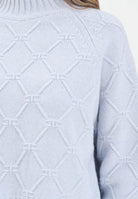 ELISABETTA FRANCHI Maglione a collo alto celeste da donna con losanghe jacquard MK55T57E2 EA7 ELISABETTA FRANCHI 