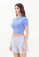 THE NORTH FACE T-shirt crop a manica corta viola da donna con logo NF0A55AO0YI1  THE NORTH FACE 