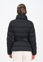 ELISABETTA FRANCHI Piumino nero da donna in tessuto vela jacquard con cintura PI83D56E2 110 ELISABETTA FRANCHI 