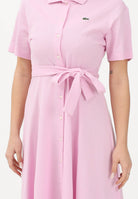 LACOSTE Abito midi rosa da donna in mini piqué EF9621 Z4H LACOSTE 