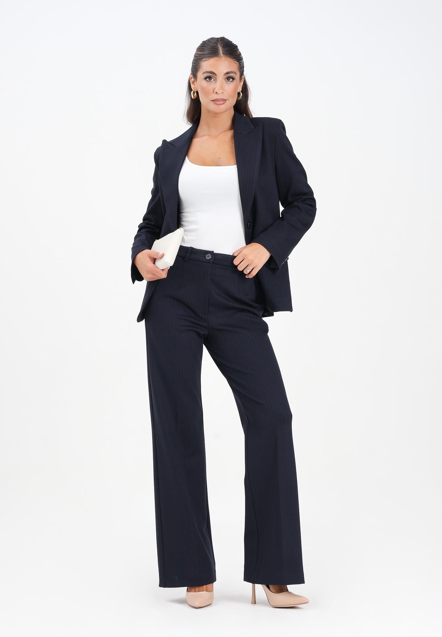 VICOLO Pantalone elegante blu da donna con sottili righe gessate verticali TF0264 FFBL VICOLO 
