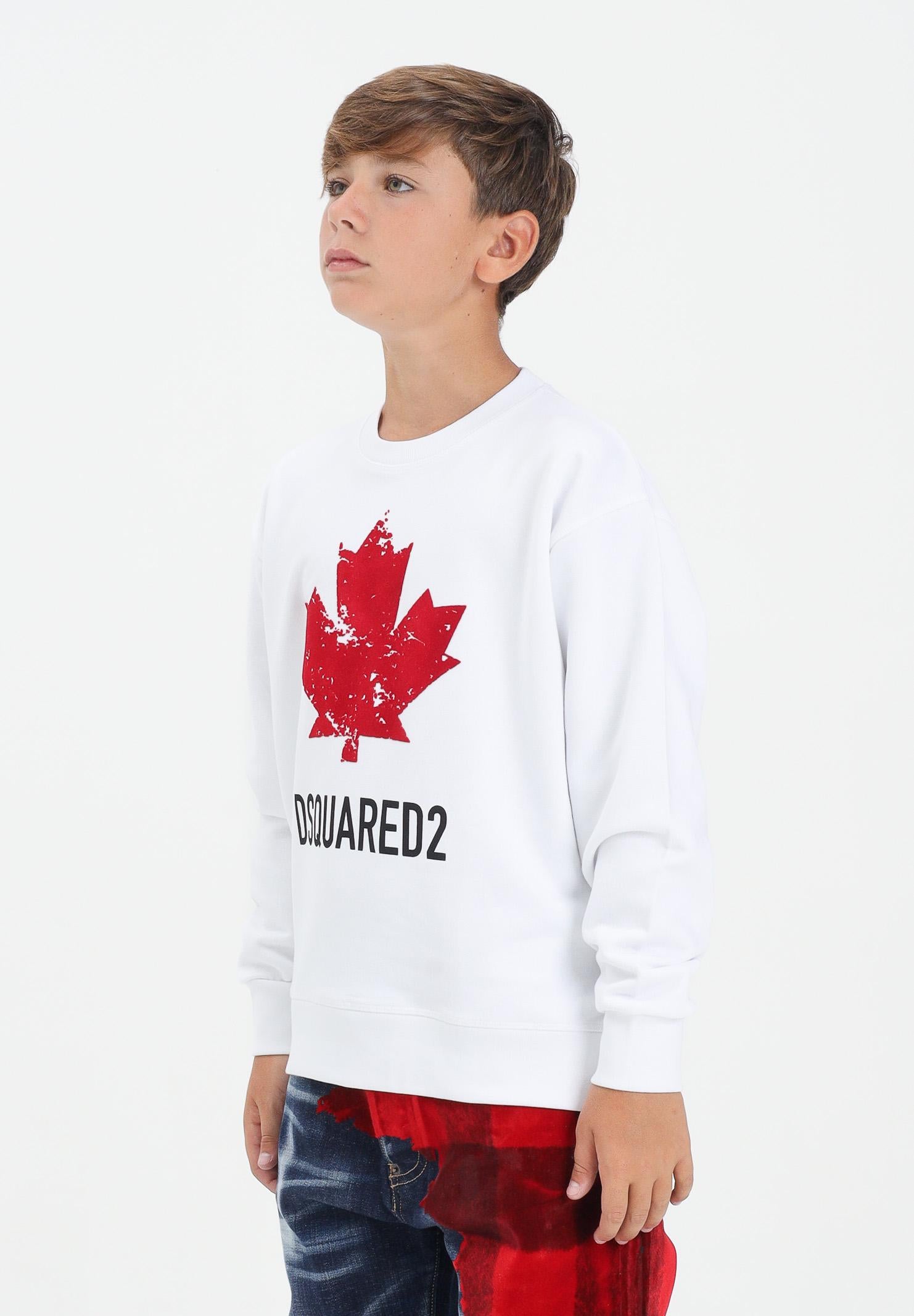 DSQUARED2 Felpa girocollo bianca per donna, ragazzi e bambini con logo DQ3005D00ZF DQ100 DSQUARED2 