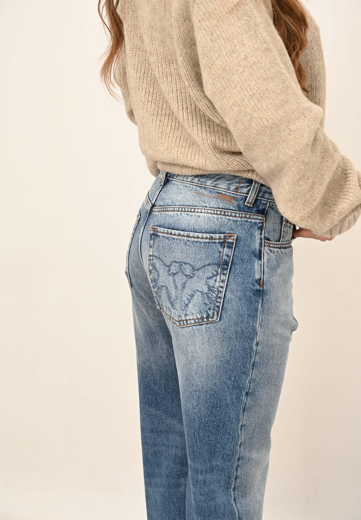 PINKO Jeans wide leg in denim chiaro da donna 105541A2RP PJD PINKO 