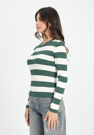 JDY Maglioncino girocollo a righe verdi e panna da donna 15277223 TrekkingGreen JDY 