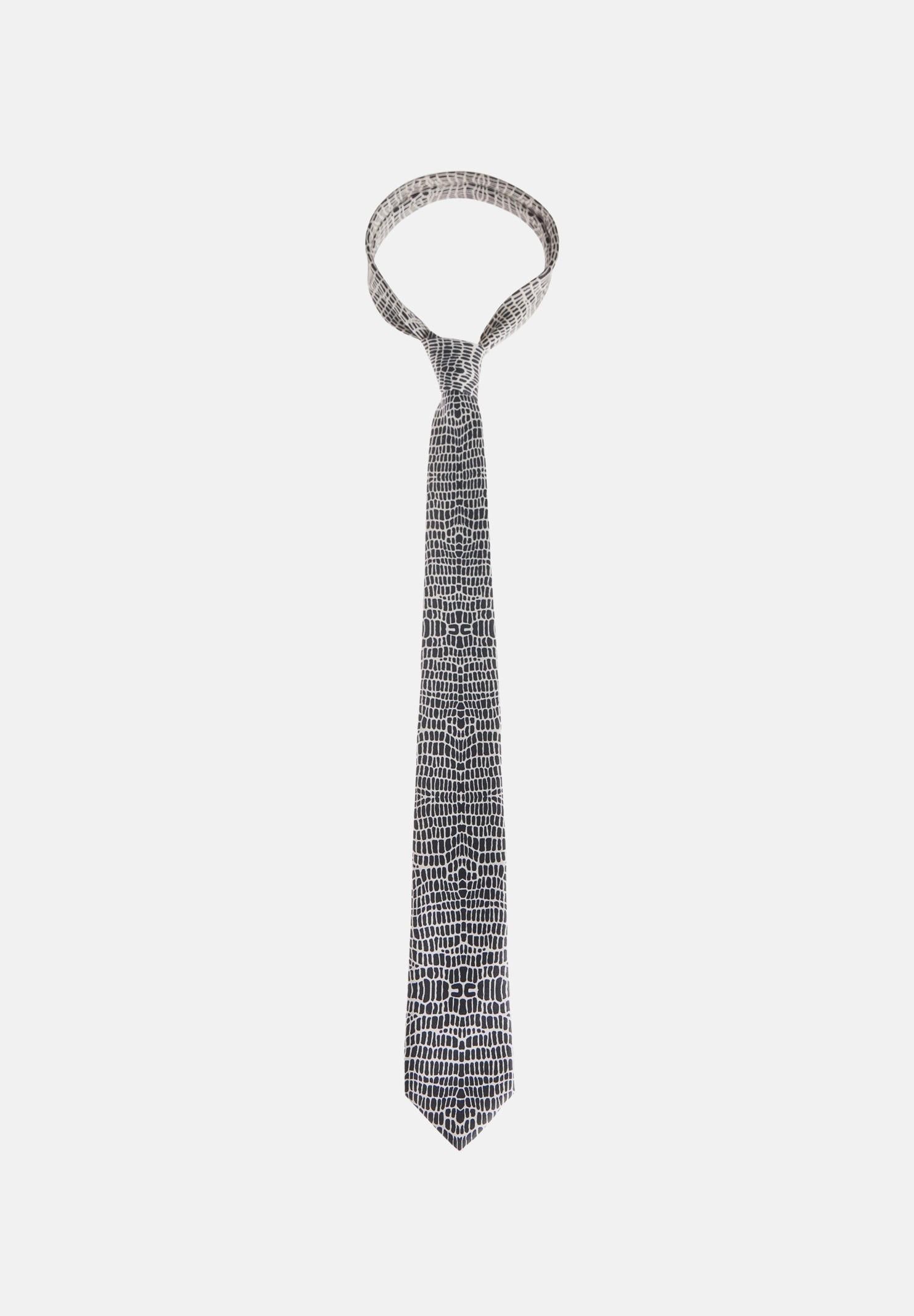 ELISABETTA FRANCHI Cravatta nera e panna da donna con stampa snake CR13L57E2 685 ELISABETTA FRANCHI 