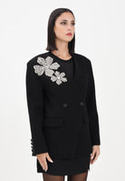 TPN Giacca doppiopetto Arlee nera da donna con applicazione fiore in strass ARLEE402W5 D6 TPN 