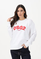 DSQUARED2 Felpa girocollo bianca per bambino, bambina e donna con logo DSQ2 DQ3187D0AGW DQ100 DSQUARED2 