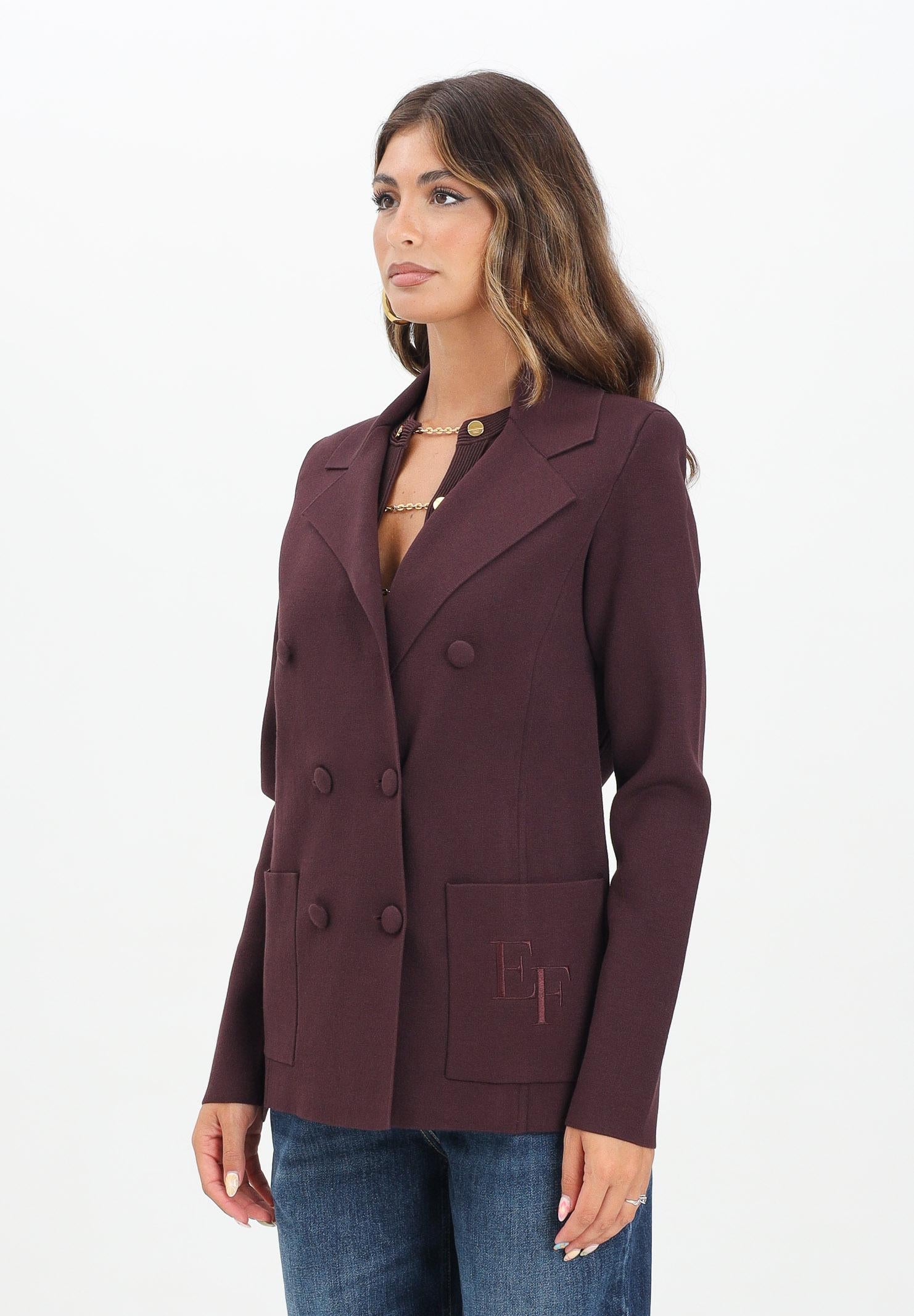 ELISABETTA FRANCHI Giacca doppiopetto realizzata in maglia bordeaux da donna MK52S57E2 EA4 ELISABETTA FRANCHI 