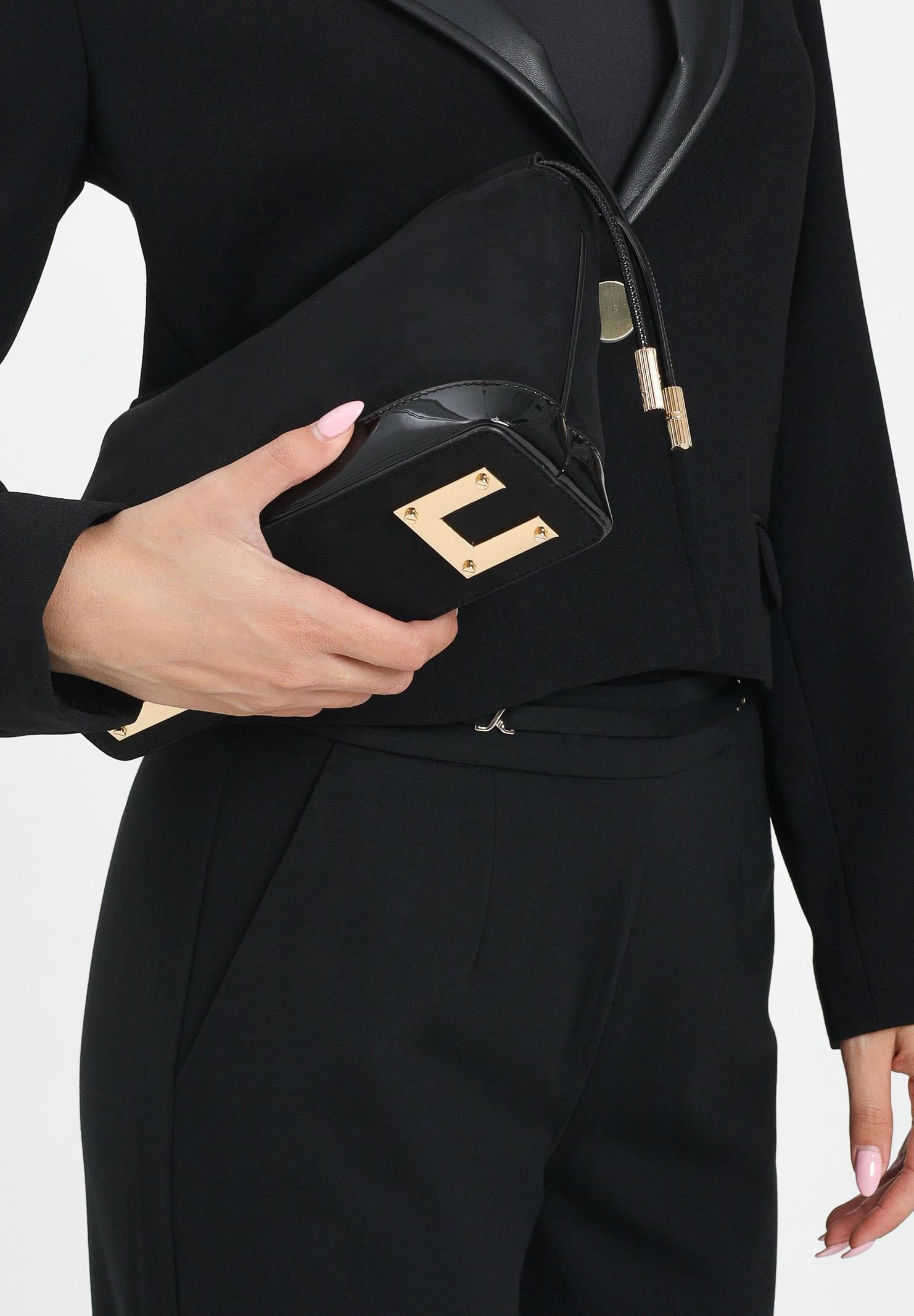 ELISABETTA FRANCHI Pochette nera da donna in morbida pelle scamosciata BS60A57E2 110 ELISABETTA FRANCHI 