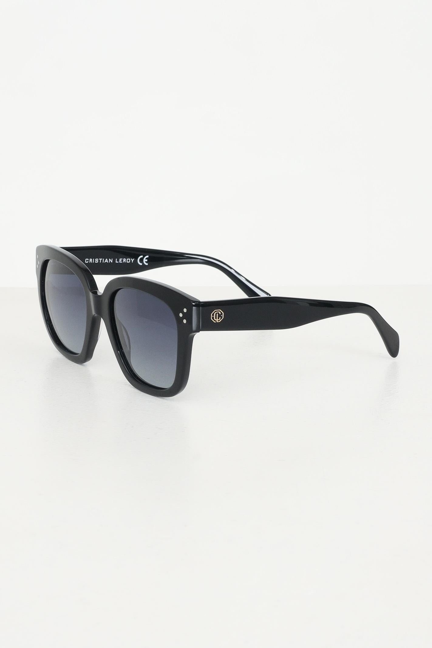 CRISTIAN LEROY Occhiali da sole neri da donna con montatura in acetato lucido 700203 01 CRISTIAN LEROY 