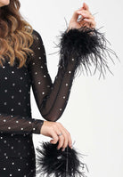 ALMA SANCHEZ Top Taime nero da donna con applicazioni di micro strass AS2526016RT 999 ALMA SANCHEZ 