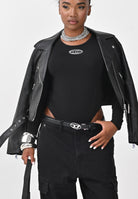 DIESEL Body a manica lunga nero per donna e ragazze con logo Oval D J024330AFAA K900 DIESEL 