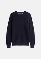 TOMMY HILFIGER Maglioncino girocollo blu da uomo con ricamo bandierina MW0MW36347 DW5 TOMMY HILFIGER 