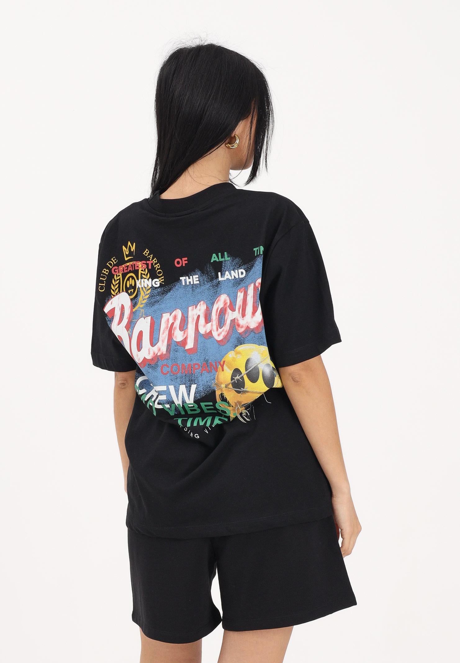 BARROW T-shirt a manica corta nera per uomo e donna con maxi stampa sul retro S6BWUATH086 110 BARROW 