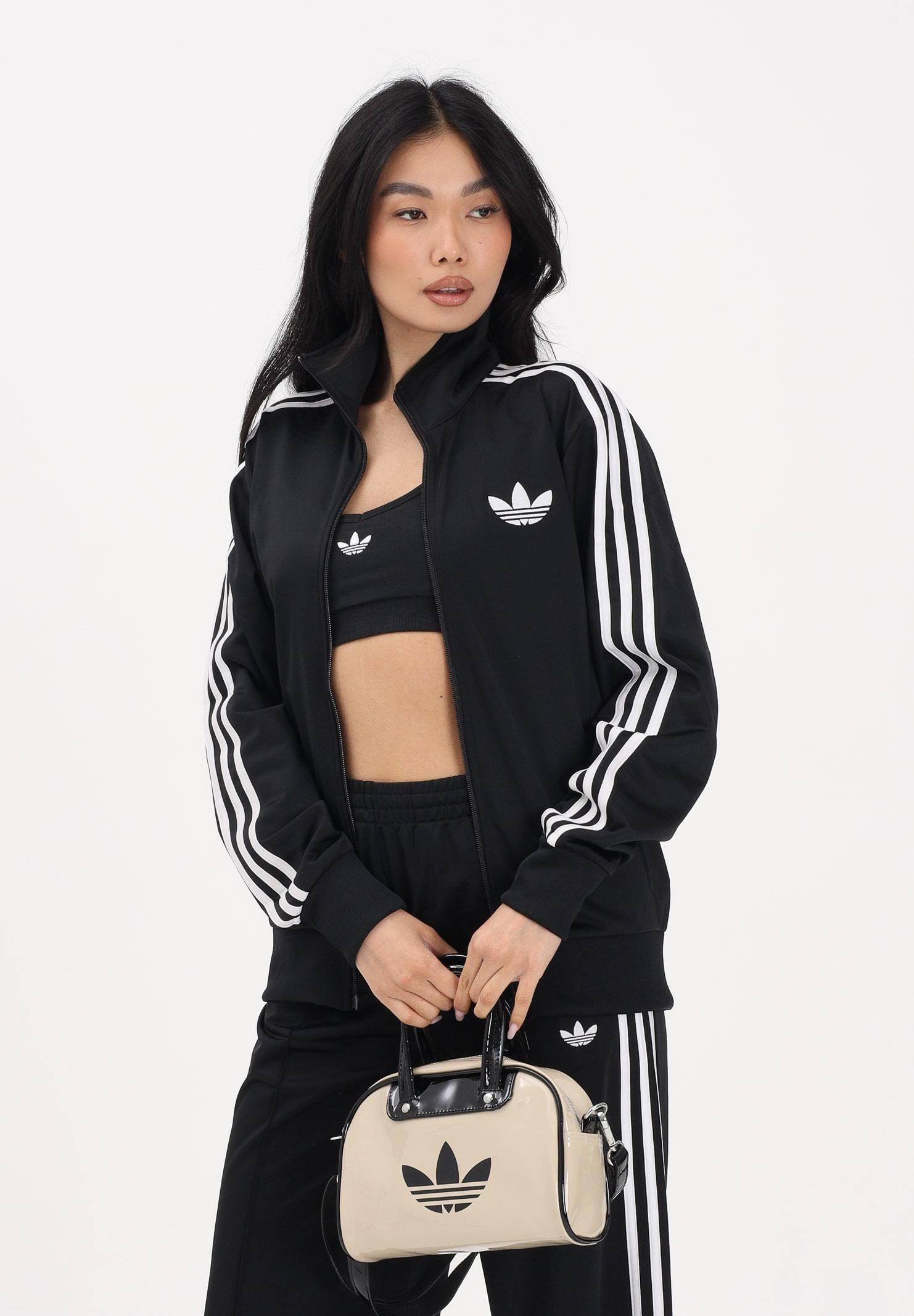 ADIDAS ORIGINALS Felpa con zip Firebird Loose nera da donna KD7983 . ADIDAS ORIGINALS 