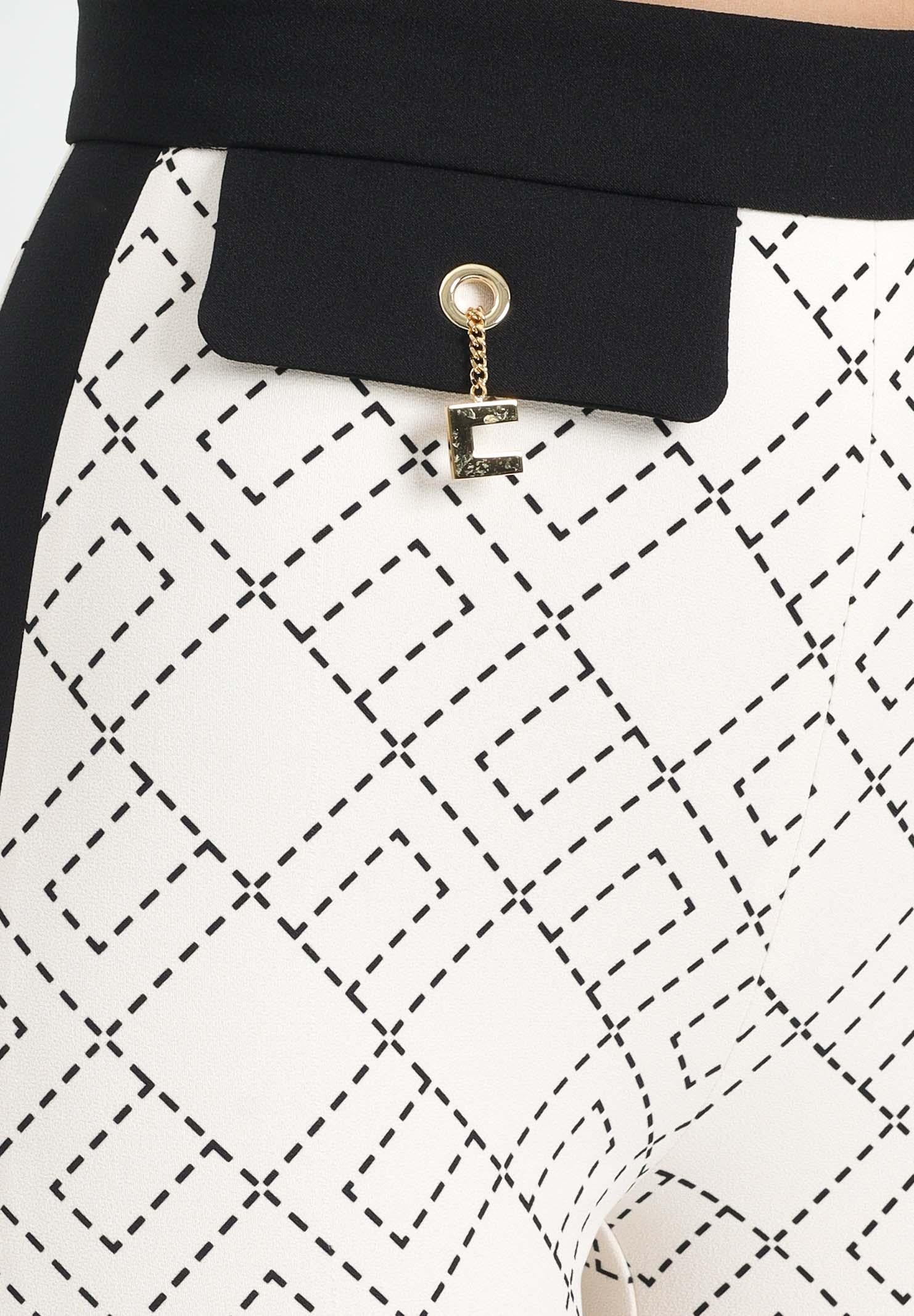 ELISABETTA FRANCHI Pantalone elegante panna da donna con stampa PAS0156E2 EF1 ELISABETTA FRANCHI 