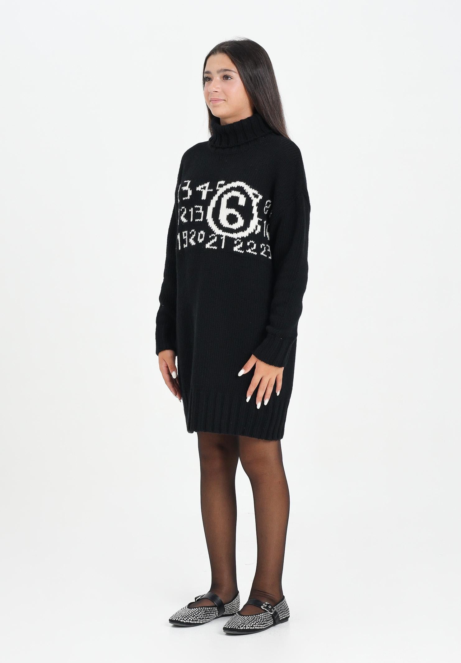 MAISON MARGIELA Abito corto nero per donna e ragazza con maxi logo M60848MM06M M6900 MAISON MARGIELA 