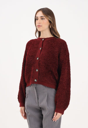 JDY Cardigan bordeaux da donna in maglia bouclé 15337012 Cabernet JDY 
