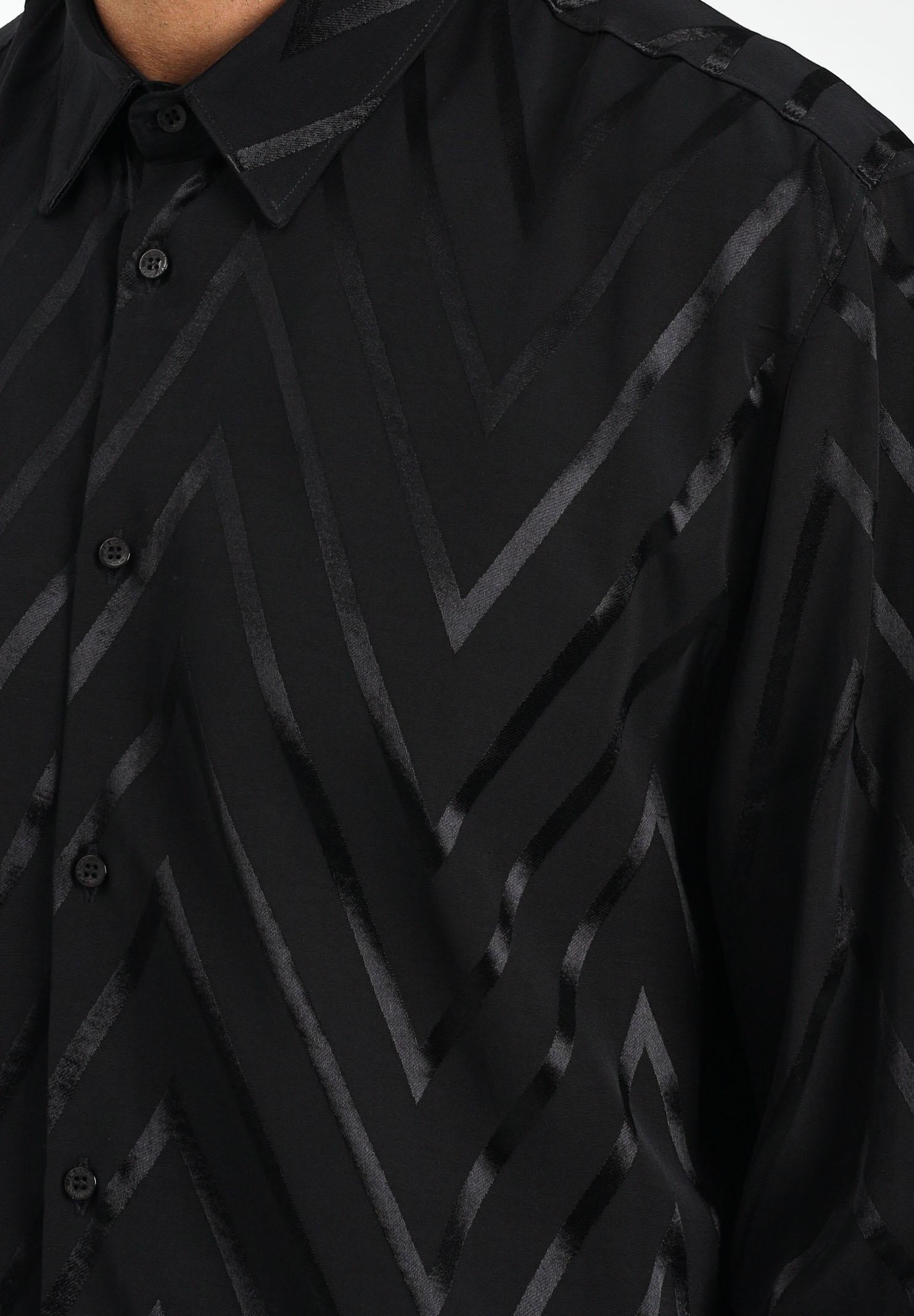 I'M BRIAN Camicia a manica lunga nera da uomo con fantasia a zig-zag CA3426 009 I'M BRIAN 