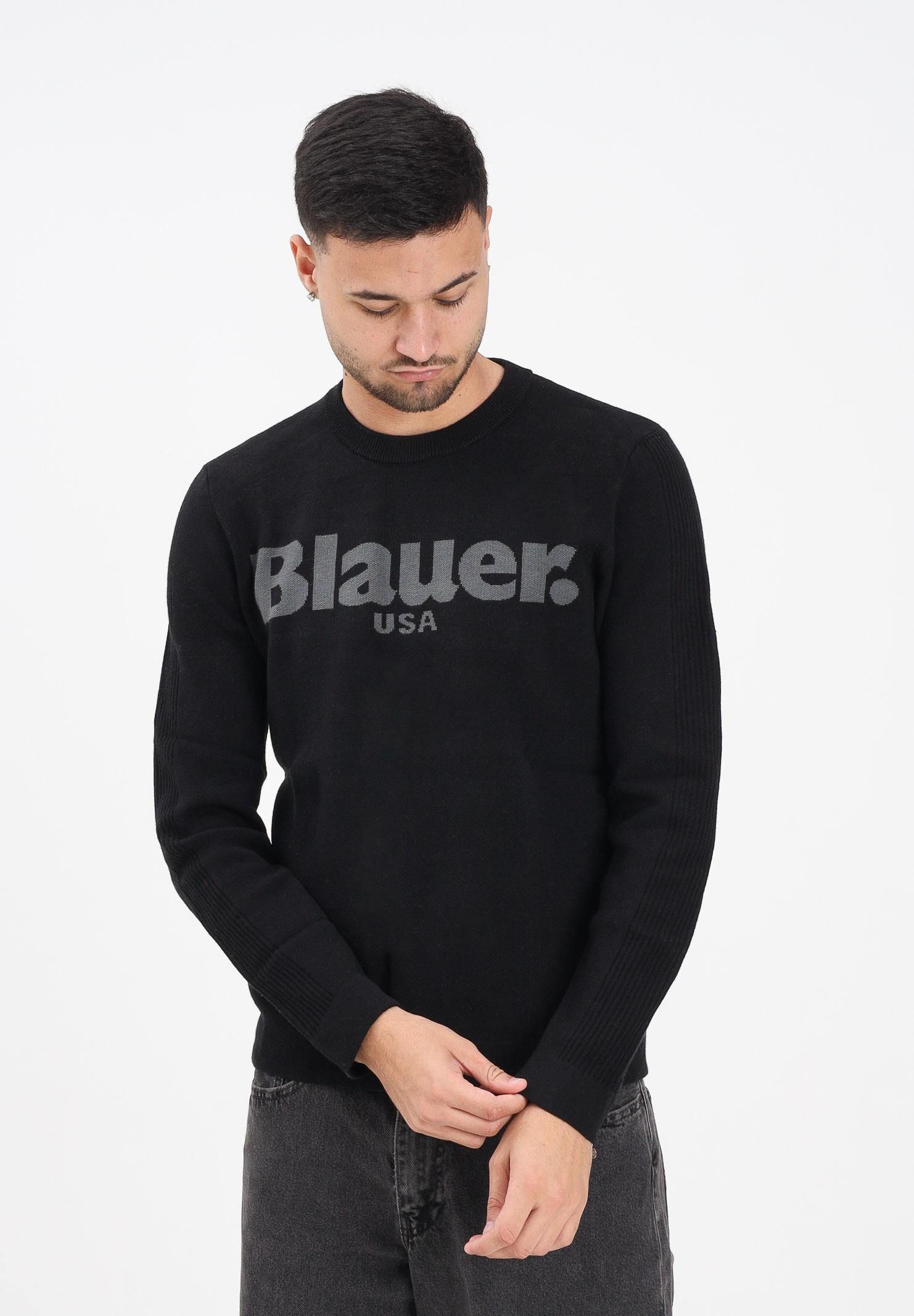 BLAUER Maglioncino girocollo ALLEYNE nero da uomo con logo 25WBLUM01263-006645 999 BLAUER 