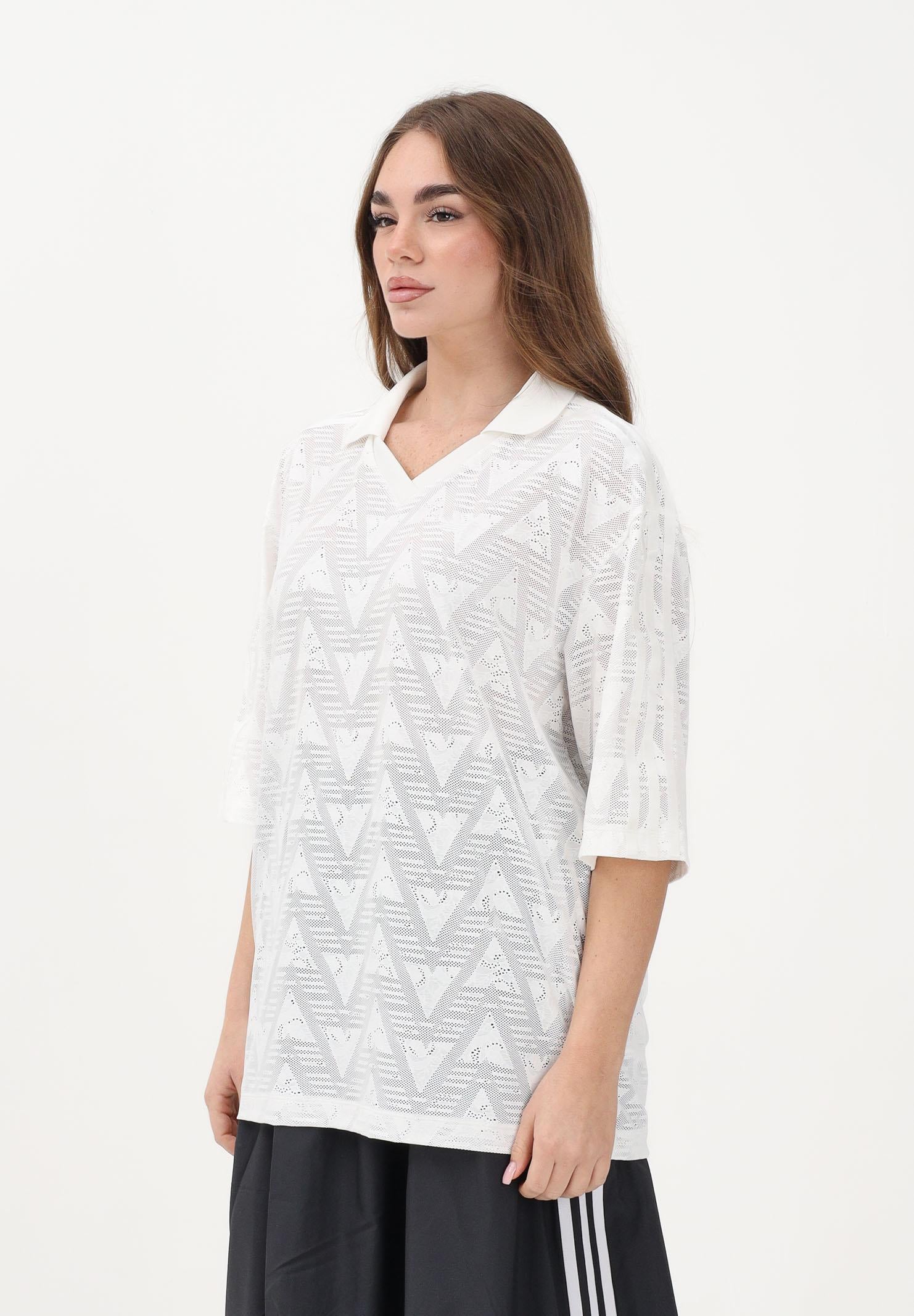 ADIDAS ORIGINALS Polo a manica corta in pizzo bianca da donna KC6427 . ADIDAS ORIGINALS 