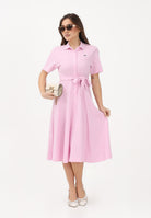 LACOSTE Abito midi rosa da donna in mini piqué EF9621 Z4H LACOSTE 