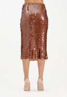 PATRIZIA PEPE Gonna midi marrone da donna interamente ricamata con paillettes 2G1040J345 B858 PATRIZIA PEPE 