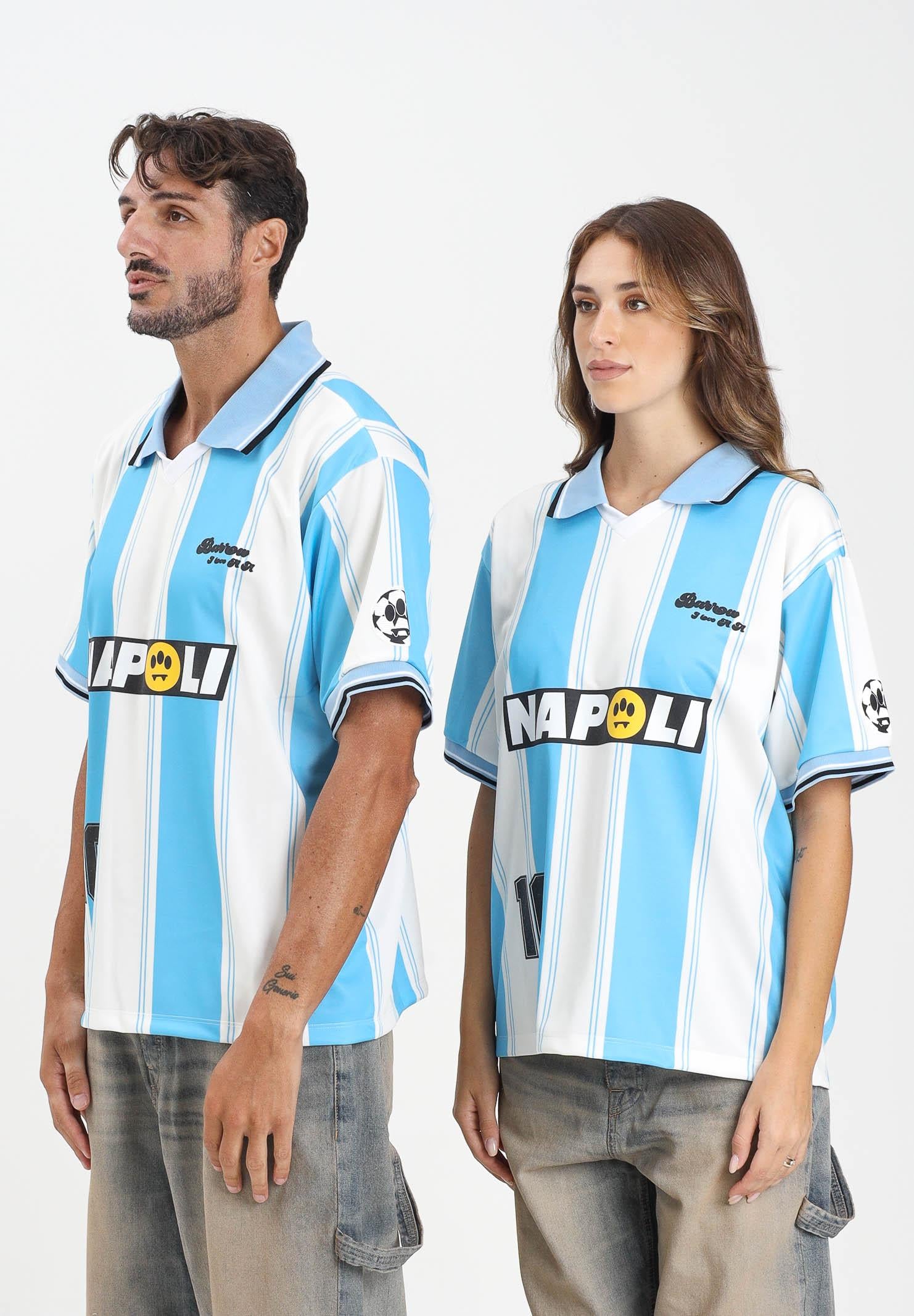 BARROW Polo a manica corta bianca e azzurra per uomo e donna dedicata a Napoli F5BWUATH077 013 BARROW 