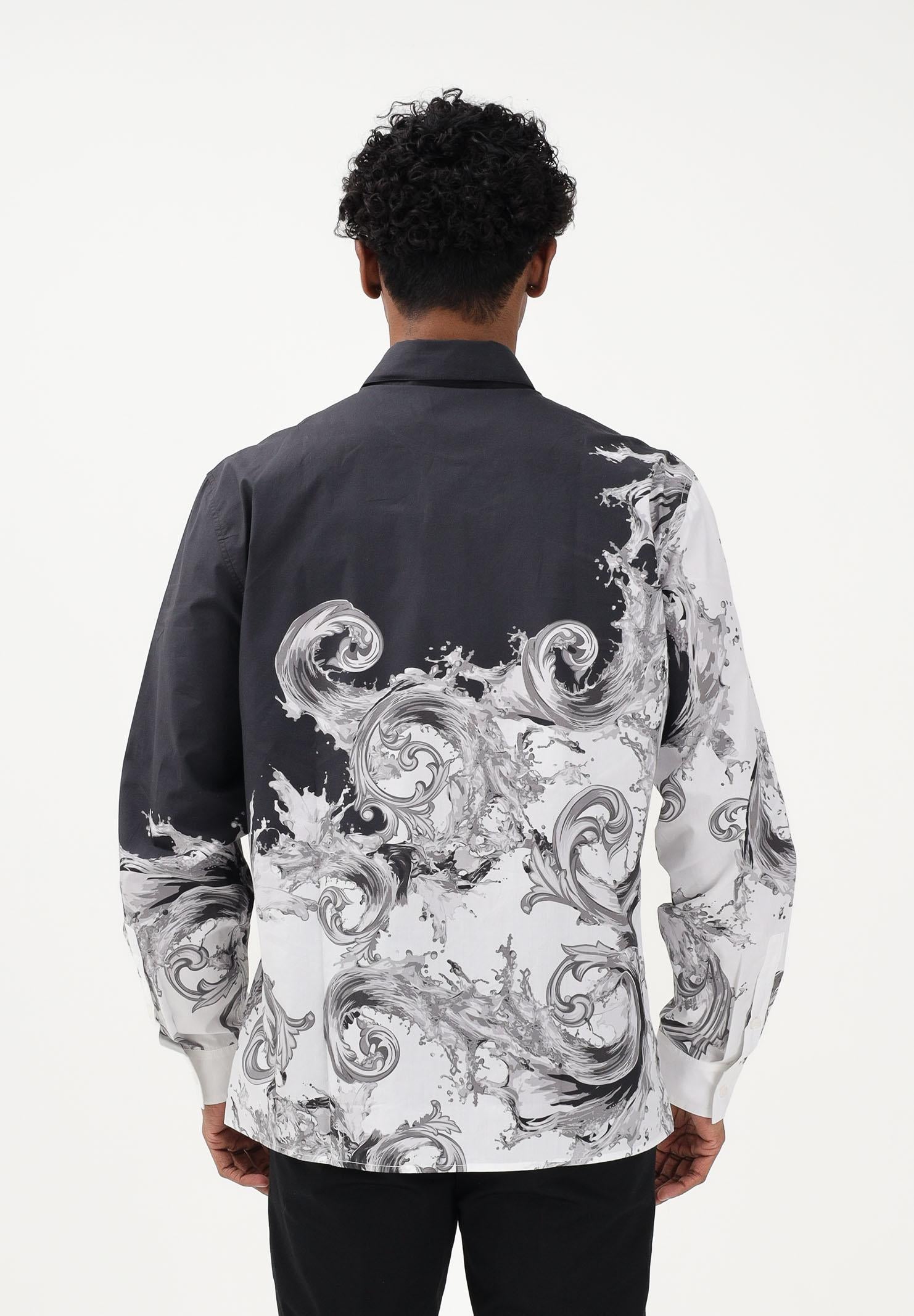 VERSACE JEANS COUTURE Camicia a manica lunga nera da uomo con stampa "Wave Couture" 80GAL2RBNS784 V22 VERSACE JEANS COUTURE 