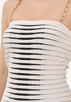 ELISABETTA FRANCHI Abito midi panna e nero da donna con zebra jacquard<BR/> AM99S61E2 E84 ELISABETTA FRANCHI 