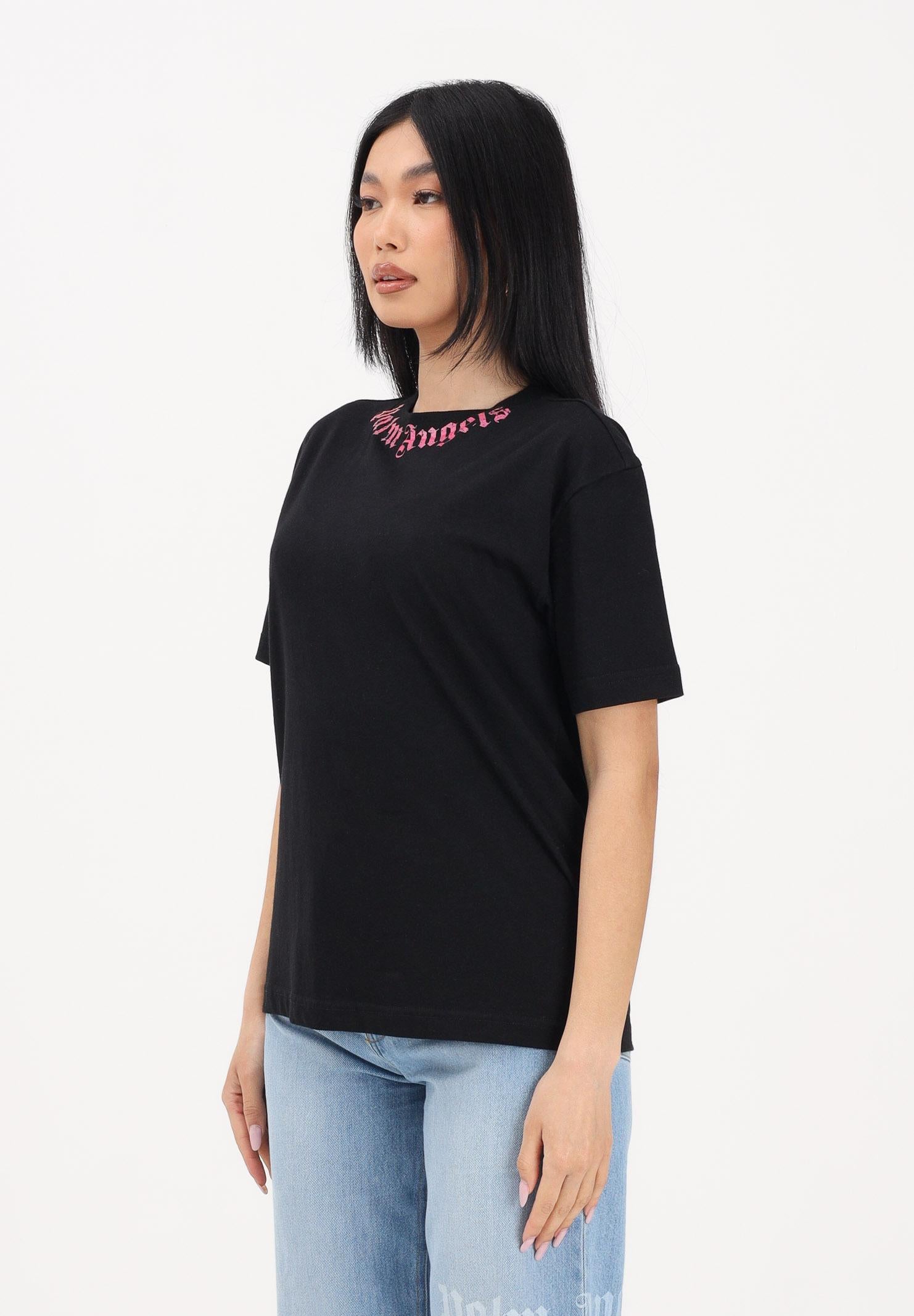 PALM ANGELS T-shirt a manica corta nera per donna, ragazze e bambine con logo PGAA002S26JER005 110 PALM ANGELS 