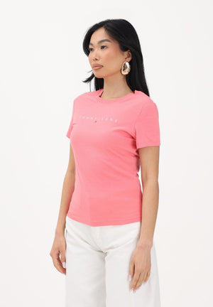 TOMMY JEANS T-shirt a manica corta rosa da donna con logo DW0DW18398 TIE TOMMY JEANS 