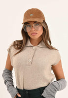 LACOSTE Cappello con visiera cammello per uomo e donna in velluto a coste RK3447 DPC LACOSTE 